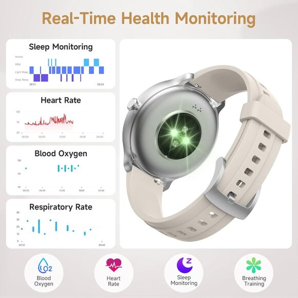 ⚡White Black Smart Watch for Men Women Sleep Monitor Compatible with Android - Picture 6 of 9